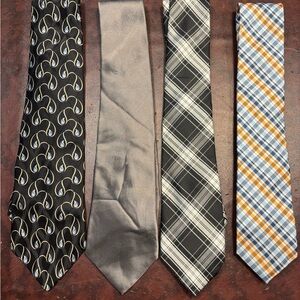 Multiples Men's Tie Set - Black, Gray, Plaid, Checkered